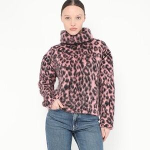 Celine Phoebe Philo 2014 Mohair Pink Leopard Print sweater size S